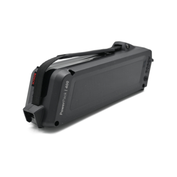 Vista a tre quarti della batteria per bicicletta Bosch Classic 400 Frame