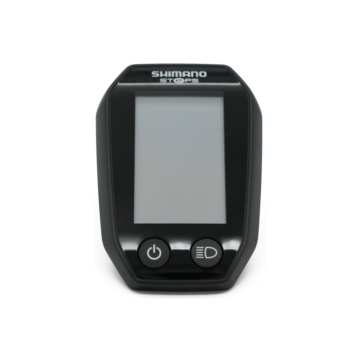Vista frontale del Shimano Steps SC-E6010 con il display e i pulsanti chiaramente visibili.
