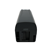 Vista frontale della batteria di ricambio AEG DownTube 36V 12.8Ah con il collegamento alla bici chiaramente visibile.
