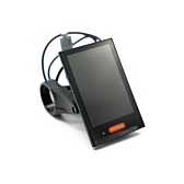 Vista a tre quarti del Bafang DP C18 UART con il display ben visibile.
