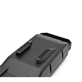 Foto in primo piano della fissazione nella parte inferiore della batteria per bici Bosch Powerpack 540 Performance/Active portapacchi E-Bike Vision.