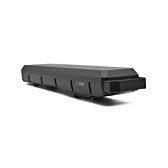 Vista a tre quarti da un angolo più basso della batteria per bici Bosch Powerpack 540 Performance/Active portapacchi E-Bike Vision.