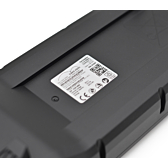 Foto in primo piano dell'etichetta nella parte inferiore della batteria per bici Bosch Powerpack 540 Performance/Active portapacchi E-Bike Vision.
