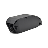 Vista a tre quarti della parte posteriore della batteria per bici Bosch Powerpack 540 Performance/Active telaio E-Bike Vision. Il collegamento alla bici è visibile.