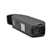 Vista a tre quarti della batteria per bici Bosch Powerpack 540 Performance/Active telaio E-Bike Vision. La batteria è sul suo lato, rendendo visibile la parte inferiore.