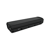 Vista di tre quarti dalla parte anteriore della batteria per bicicletta E-Bike Vision Gazelle Innergy 36V 11.4Ah. L'indicatore della batteria e il collegamento della bicicletta sono visibili.
