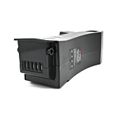 Immagine della batteria compatibile Impulse 36V 14.5Ah prodotta da EYXON. L'immagine è scattata da un angolo obliquo mostrando il connettore della bicicletta.