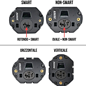 In questa immagine è possibile vedere come riconoscere la differenza tra un PowerTube SMART Bosch e un Powertube non SMART Bosch e come riconoscere la differenza tra un PowerTube Bosch verticale e un Powertube Bosch orizzontale. Su una batteria SMART Bosc