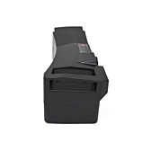 Vista posteriore della batteria Kalkhoff Impulse 36V 17Ah. La maniglia e la parte superiore della batteria sono chiaramente visibili.