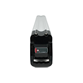 Vista frontale della Phylion XH370-12J Silverfish 37V 12Ah Compatible, con l'indicatore LED ben visibile.