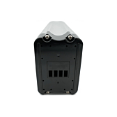 Vista posteriore della Phylion XH370-12J Silverfish 37V 12Ah Compatible, presa di fronte, con il collegamento alla bici ben visibile.