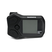 Vista frontale del ciclocomputer Shimano Steps display SC-E5000. I pulsanti sono chiaramente visibili