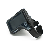 Vista a tre quarti del Shimano Steps SC-E8000 con il display capovolto.