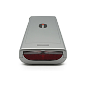 Vista posteriore dal fanale posteriore della batteria per bicicletta compatibile Sparta E-500 36V 13Ah prodotta da EYXON da un angolo più alto.