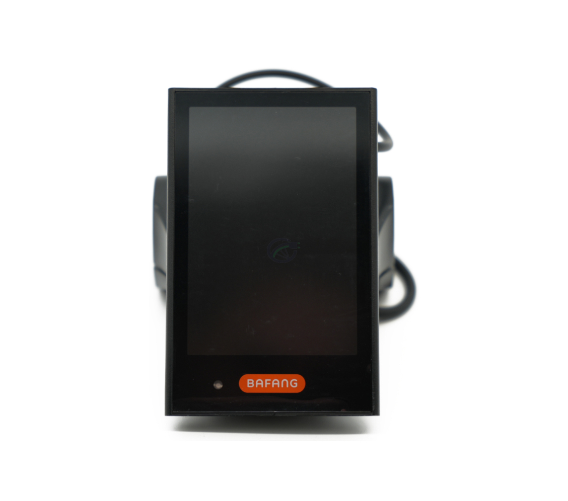 Vista frontale del Bafang DP C18 CANBUS con il display ben visibile.
