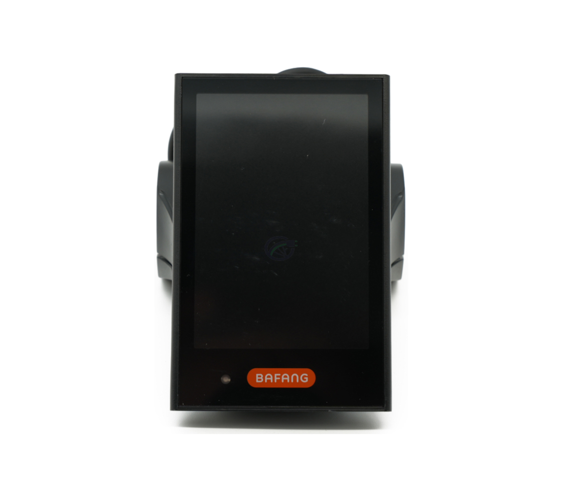 Vista frontale del Bafang DP C18 UART con il display ben visibile.
