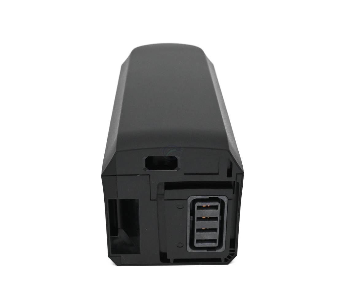 foto del Shimano BT-E6010 36V 11.6Ah dalla parte superiore e posteriore della batteria