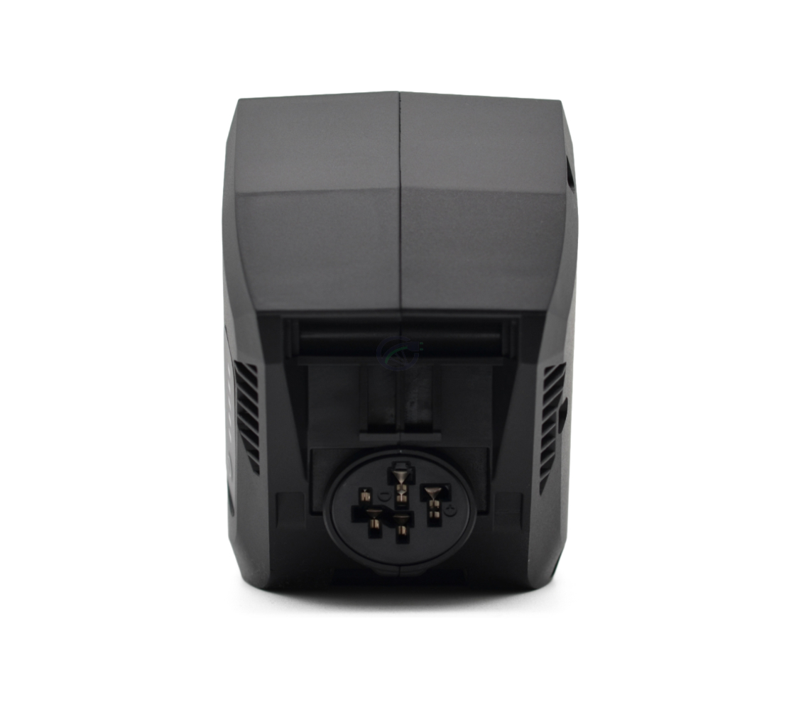 Foto in primo piano del collegamento alla bici della batteria per bici Bosch Powerpack 700 Active/Performance telaio E-Bike Vision.