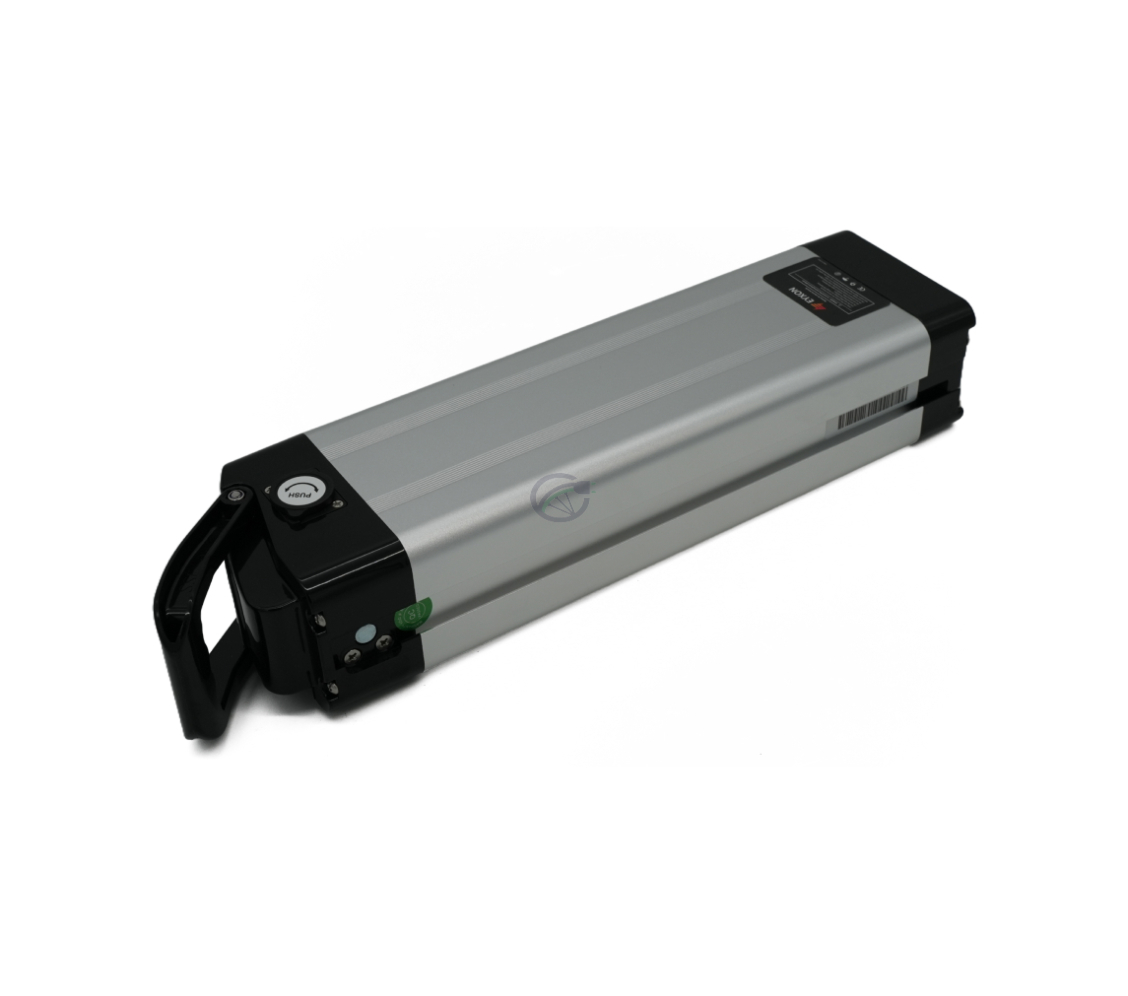 Vista a tre quarti della Phylion XH370-12J Silverfish 37V 12Ah Compatible sdraiata, presa da lontano.