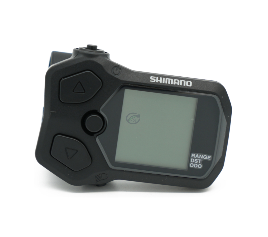 Vista frontale del Shimano Steps SC-EN500 con il display e i pulsanti chiaramente visibili.
