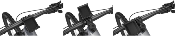 Lo SmartphoneGrip Bosch installato su diverse aree di una bicicletta elettrica.