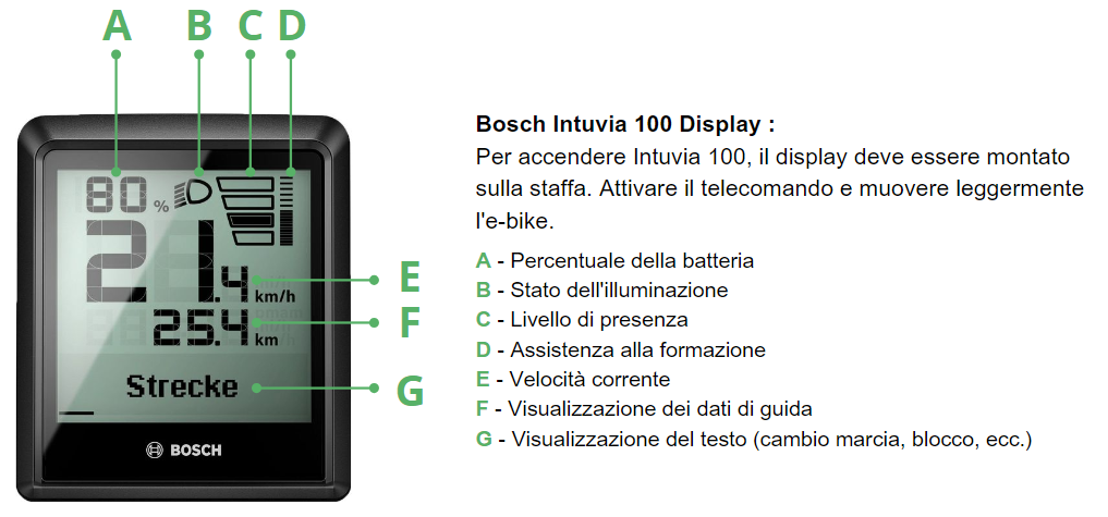 Bosch Intuvia 100 display spiegazione